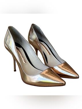 SOPHIA WEBSTER Metallic Peach Patent Leather Heels